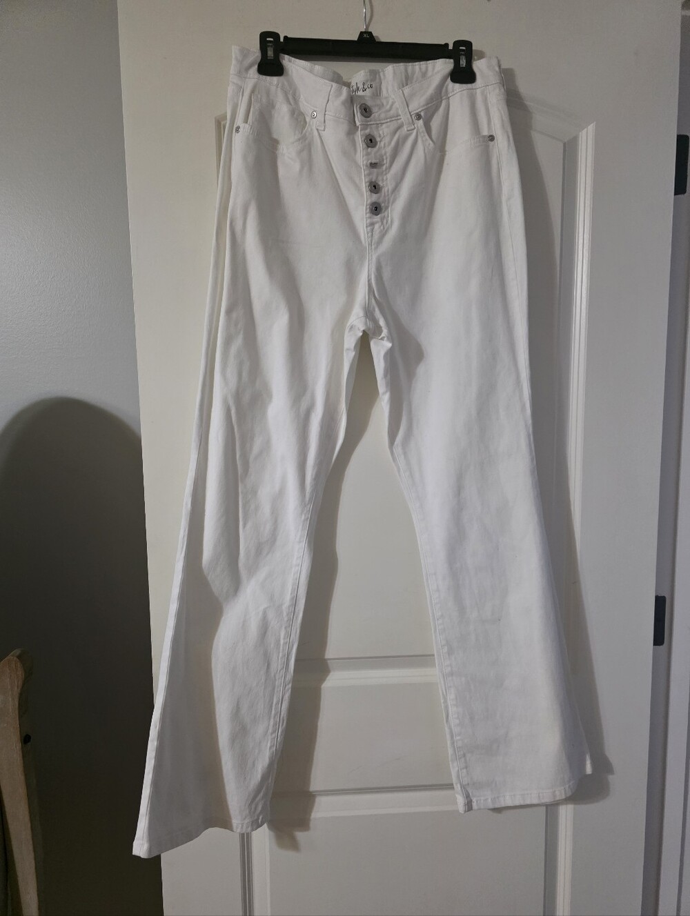 Style & Co High-Waist Button-Fly White bootleg Women’s Jeans
